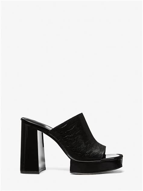 Michael Kors Celeste Leather Platform Mule In Black 